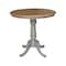 International Concepts Round 36 in Rd Ped Gathering Ht Table, 2 San Remo Stools, Hickory/Stone, 36 in W, 36 in L, 35.1 in H K41-36RT-6B-S102-2 - alternate 3